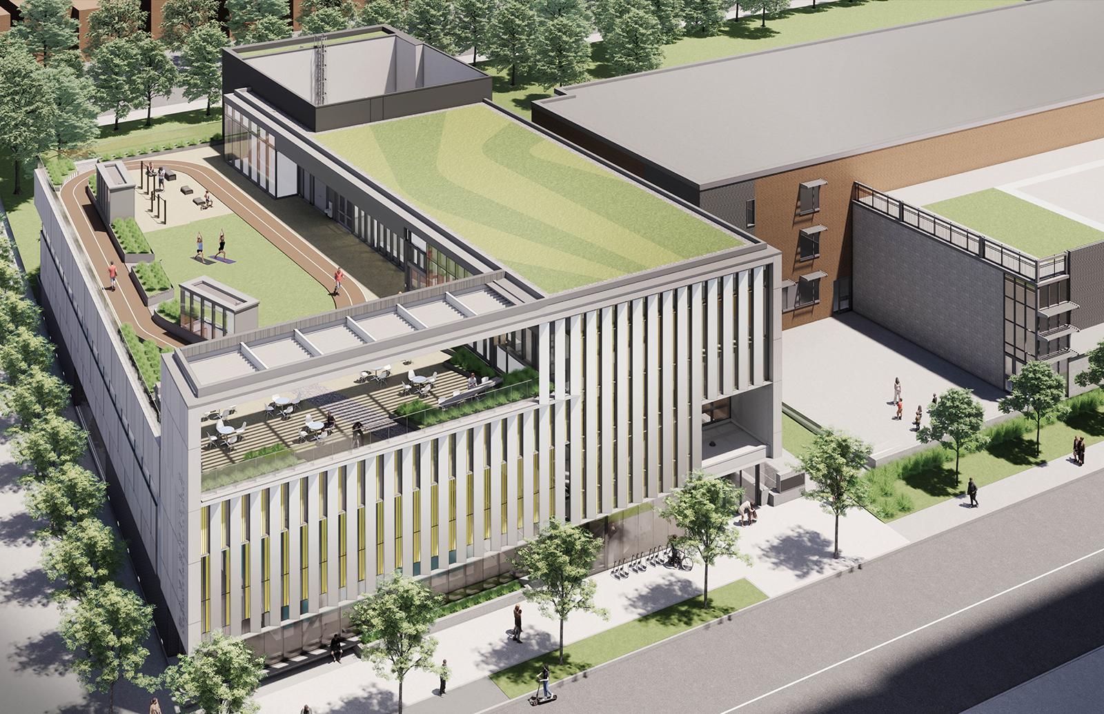 A rendering of the exterior of the building, looking northeast from above Davisville Avenue. /toronto.ca